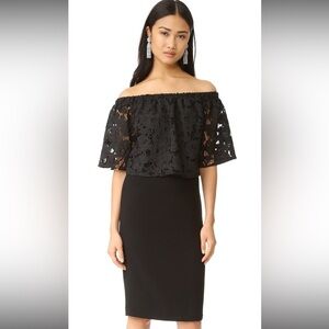 Shoshanna Black Lace off the Shoulder LBD Dress